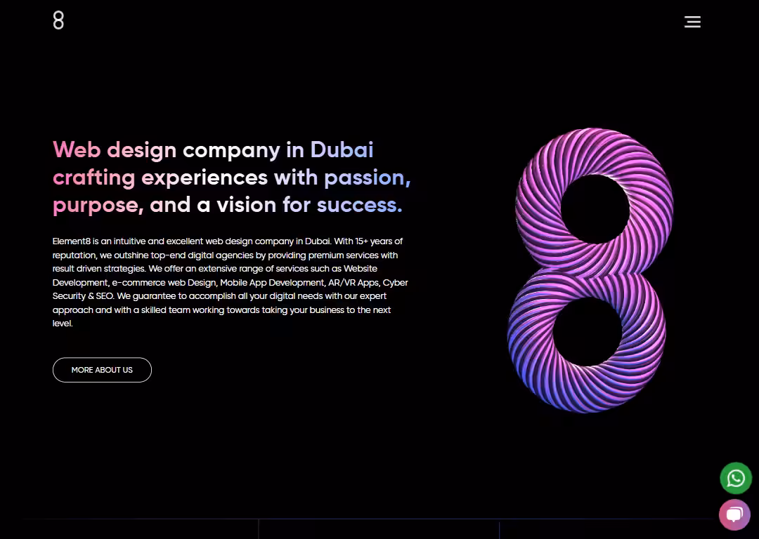 Top 8 best web design agencies in Dubai 11 Element8 - Homepage