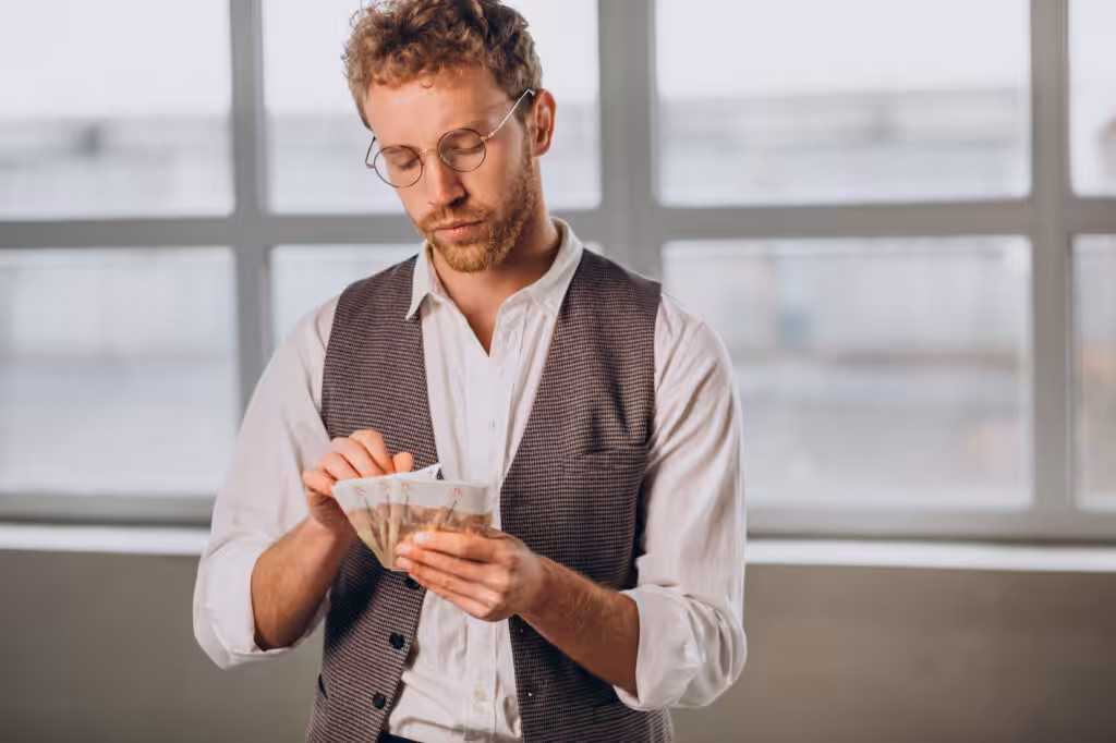 A man counting money