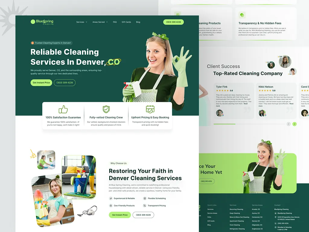 Best Website Design Company for Cleaning Services 6 Bluespring Cleaning Website | Wordpress service Redesign