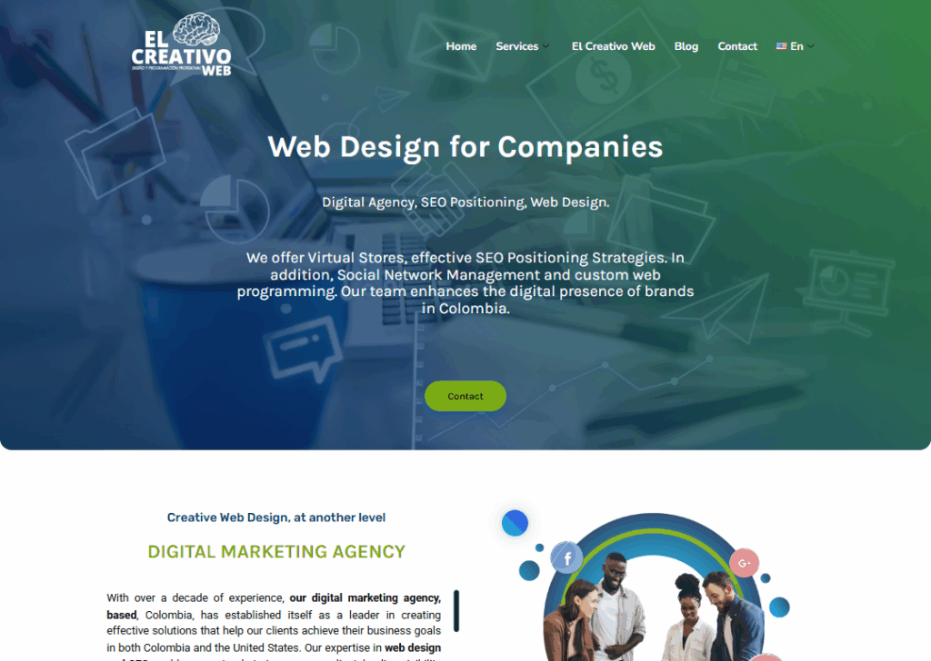 Top 9 Best Website Design Companies in Medellin 9 El Creativo Web - Homepage