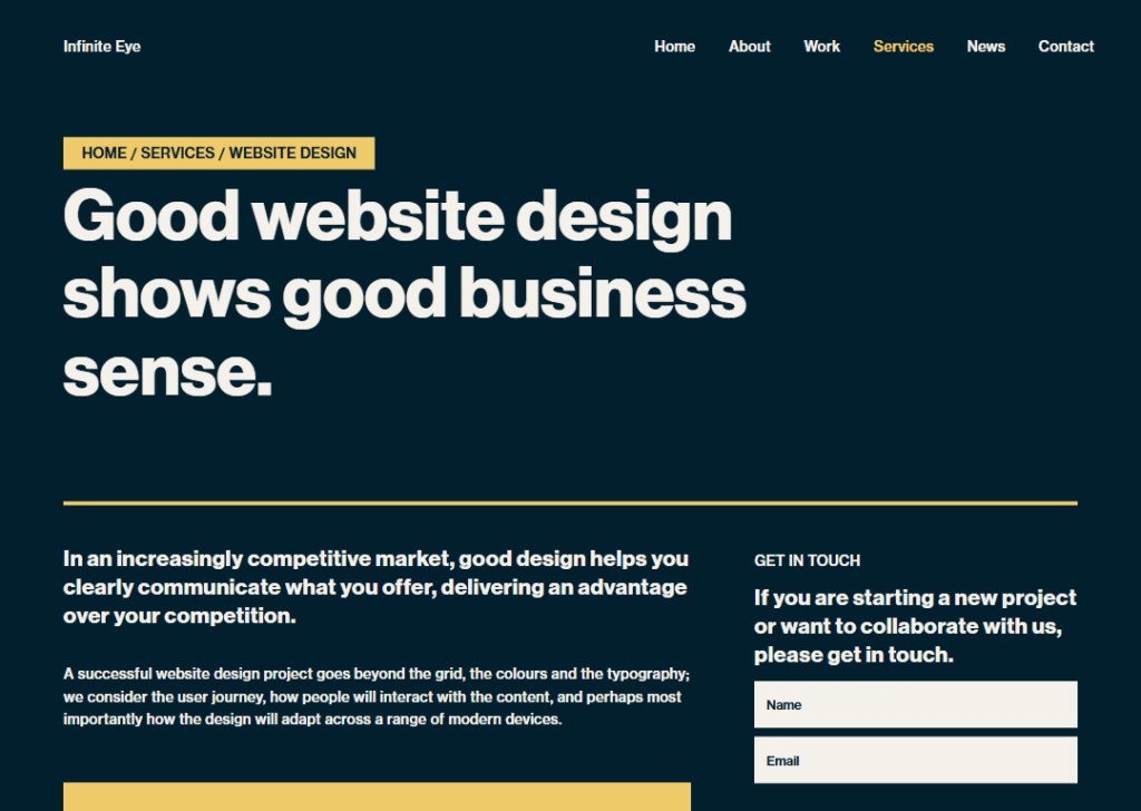 Top 9 Best Website Design Companies in Glasgow 7 Infinite Eye - Homepage