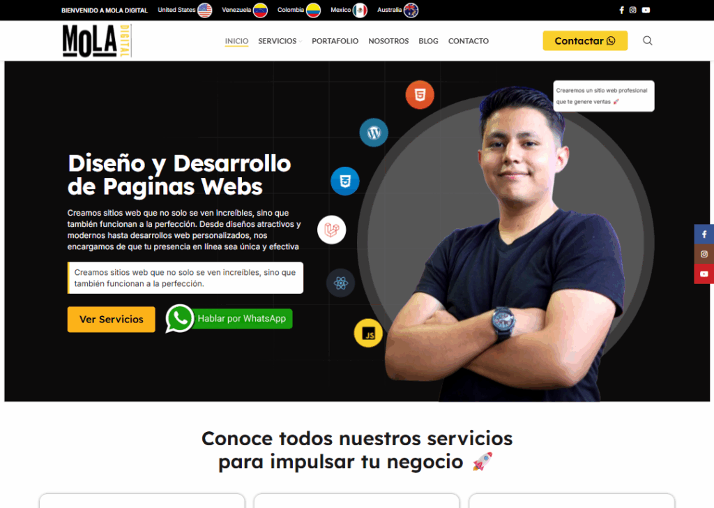 Top 9 Best Website Design Companies in Medellin 3 Mola Digital - Homepage