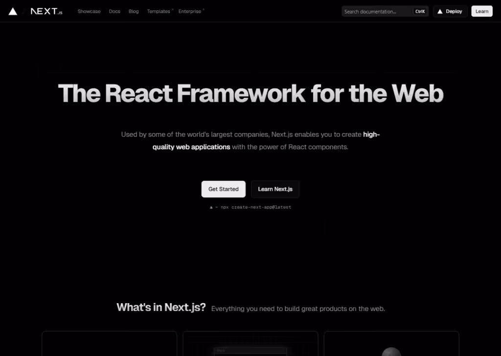 WordPress vs Next.js: Which is better for building your website 2 Next.js Homepage
