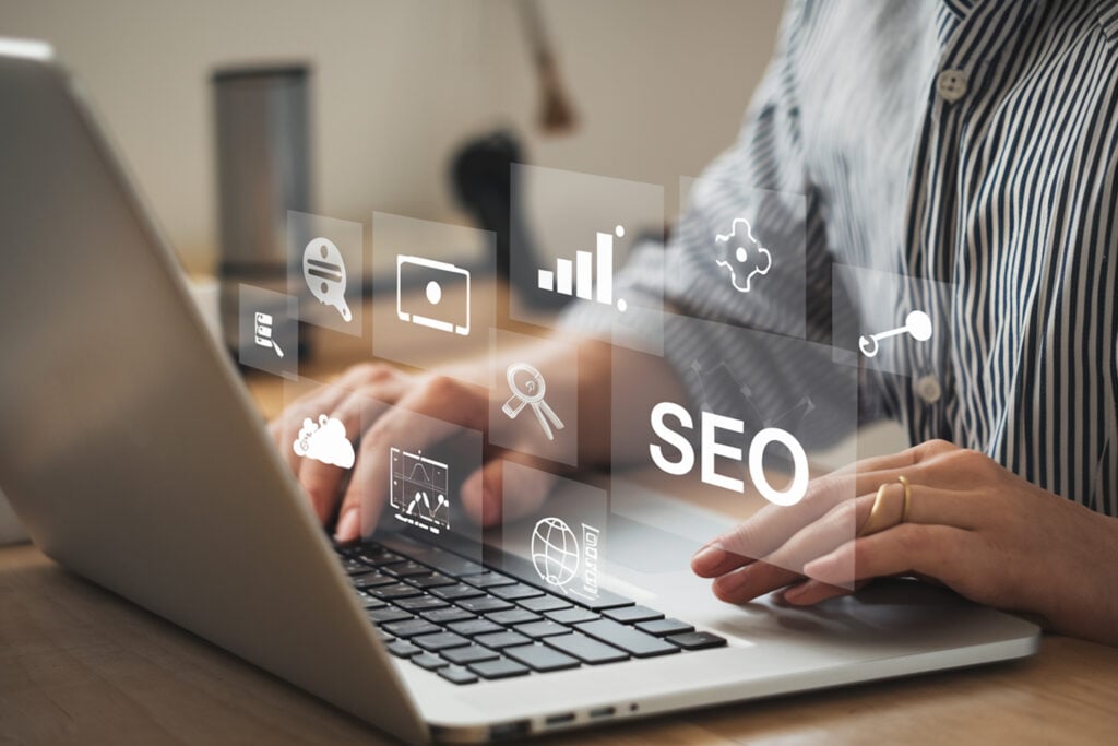 WordPress vs Sitefinity: Which CMS Is Better for You 9 seo-search-engine-optimization-concept-businessman-touch-ai