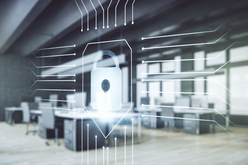 WordPress vs Next.js: Which Is Better for Building Your Website 7 virtual-creative-lock-sketch-with-chip-hologram-modern-furnished-office-interior-background-protection-personal-data-concept-multiexposure