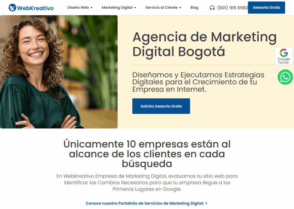 Top 9 Best Website Design Companies in Medellin 7 WebKreativo - Homepage