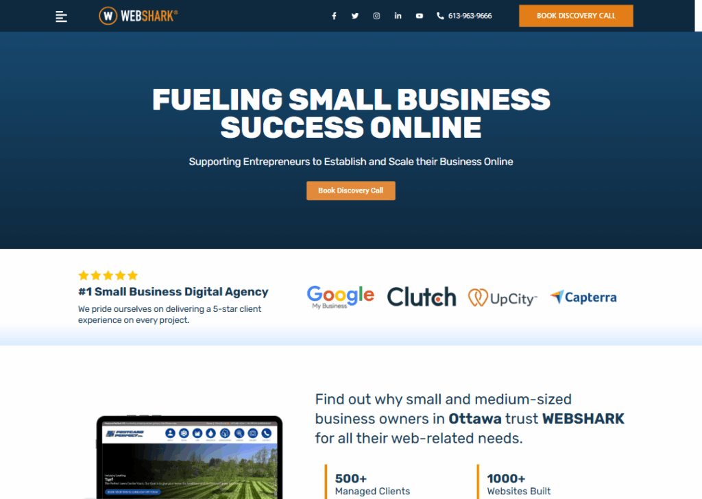 Top 9 Best Website Design Companies in Ottawa 3 Webshark - Homepage