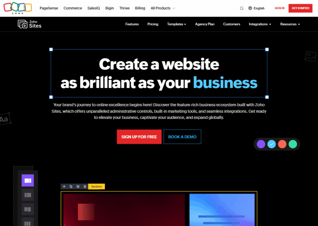 WordPress vs Zoho Sites: Which Is Better for Building Websites? 2 Zoho Sites - Homepage