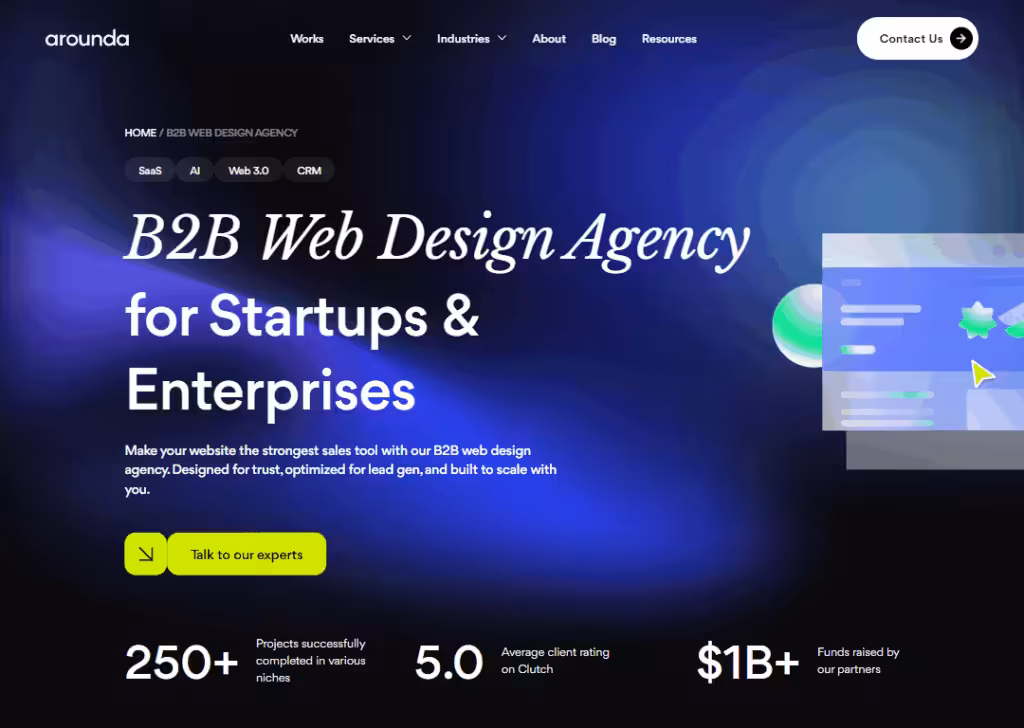 Top 9 best b2b website design agencies 9 Arounda - Homepage