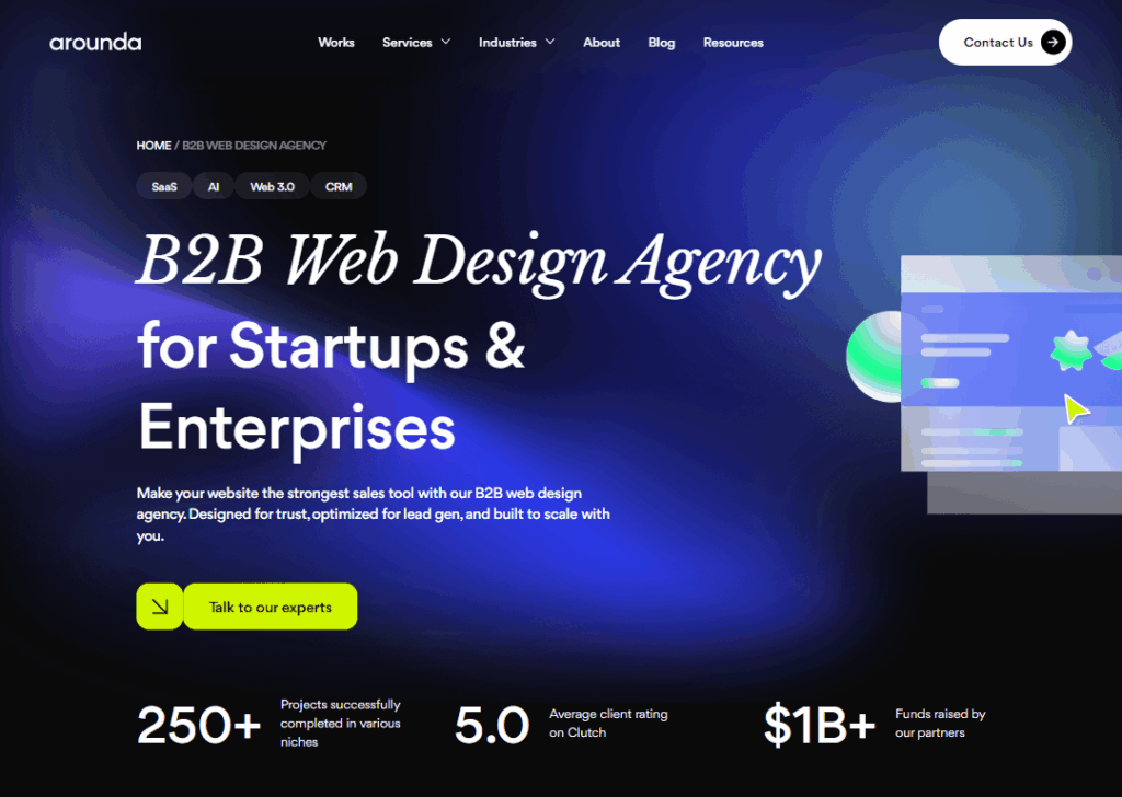Top 9 Best B2B Website Design Agencies 9 Arounda - Homepage