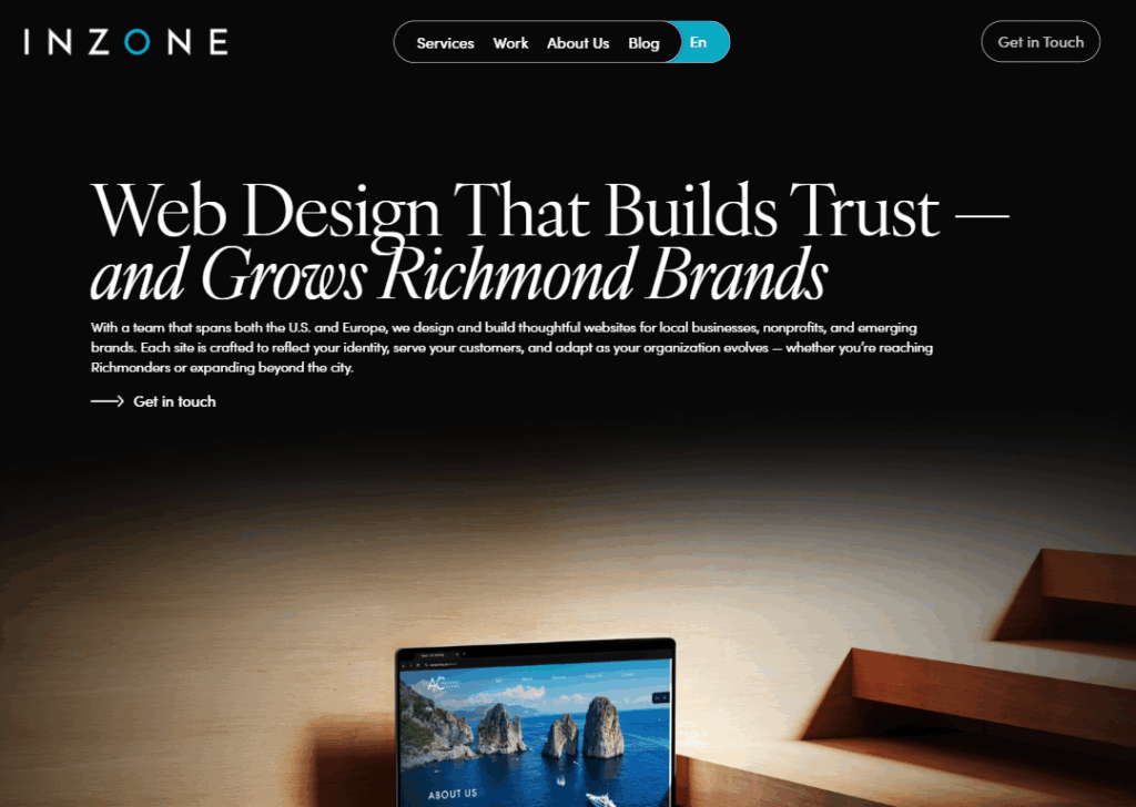 Top 9 Best Website Design Companies in Richmond 4 Inzone Design - Homepage