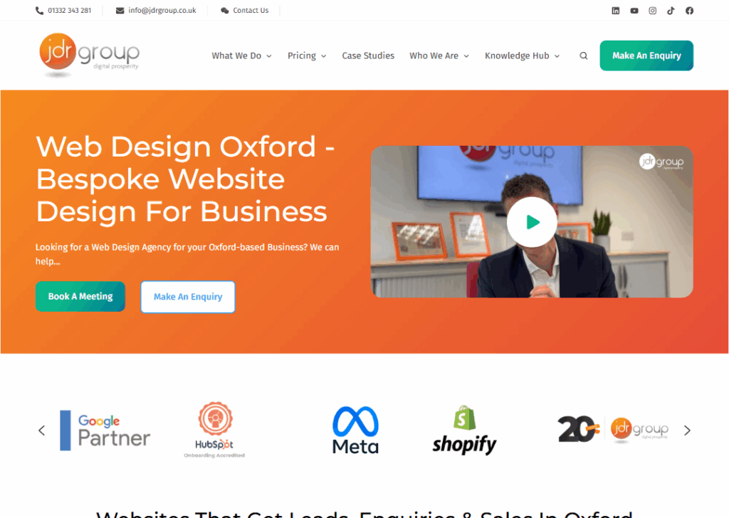 Top 9 Best Website Design Companies in Oxford 6 JDR Group - Homepage