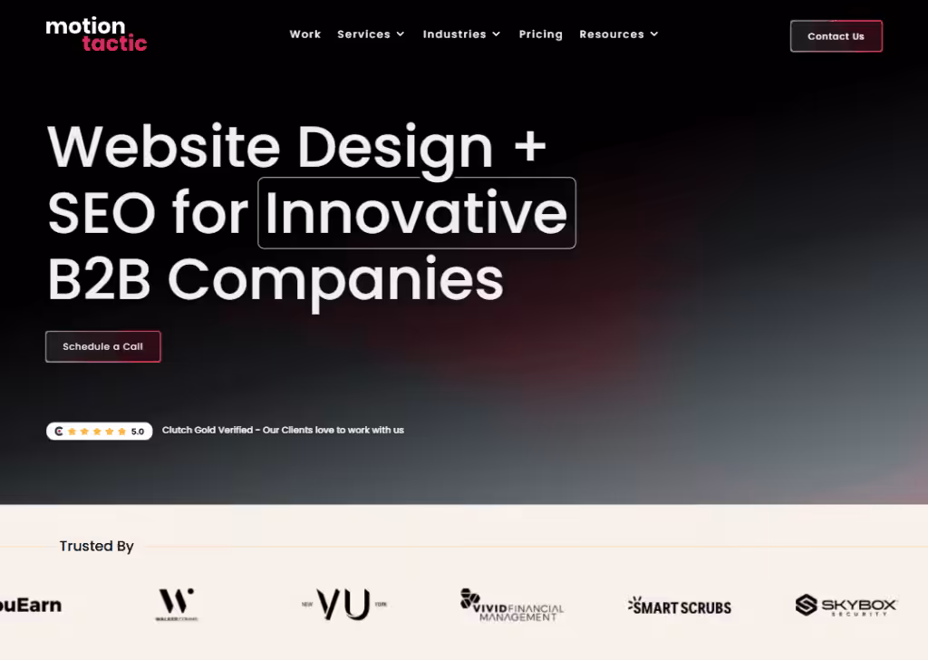 Top 9 best b2b website design agencies 4 Motion Tactic - Homepage