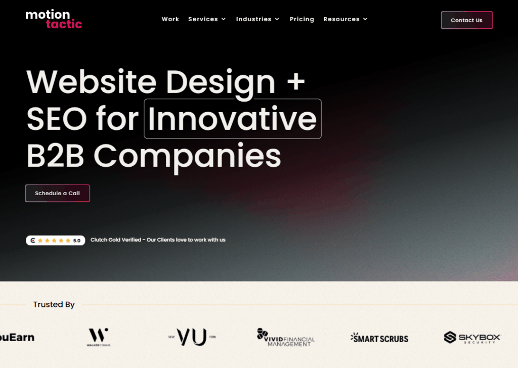 Top 9 Best B2B Website Design Agencies 4 Motion Tactic - Homepage