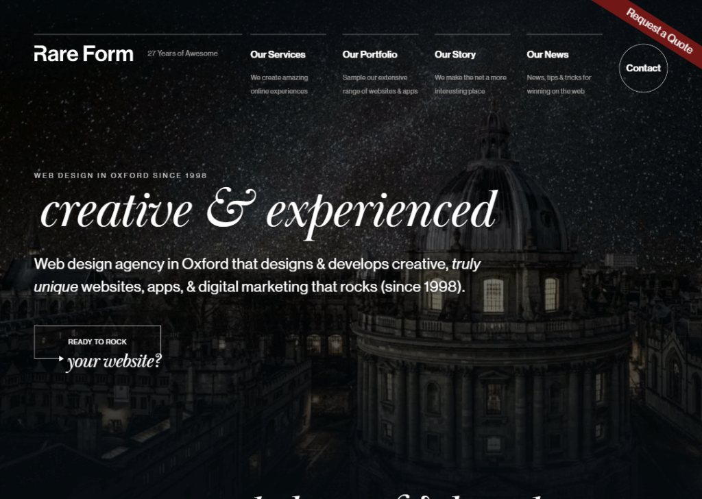 Top 9 Best Website Design Companies in Oxford 2 Rare Form - Homepage