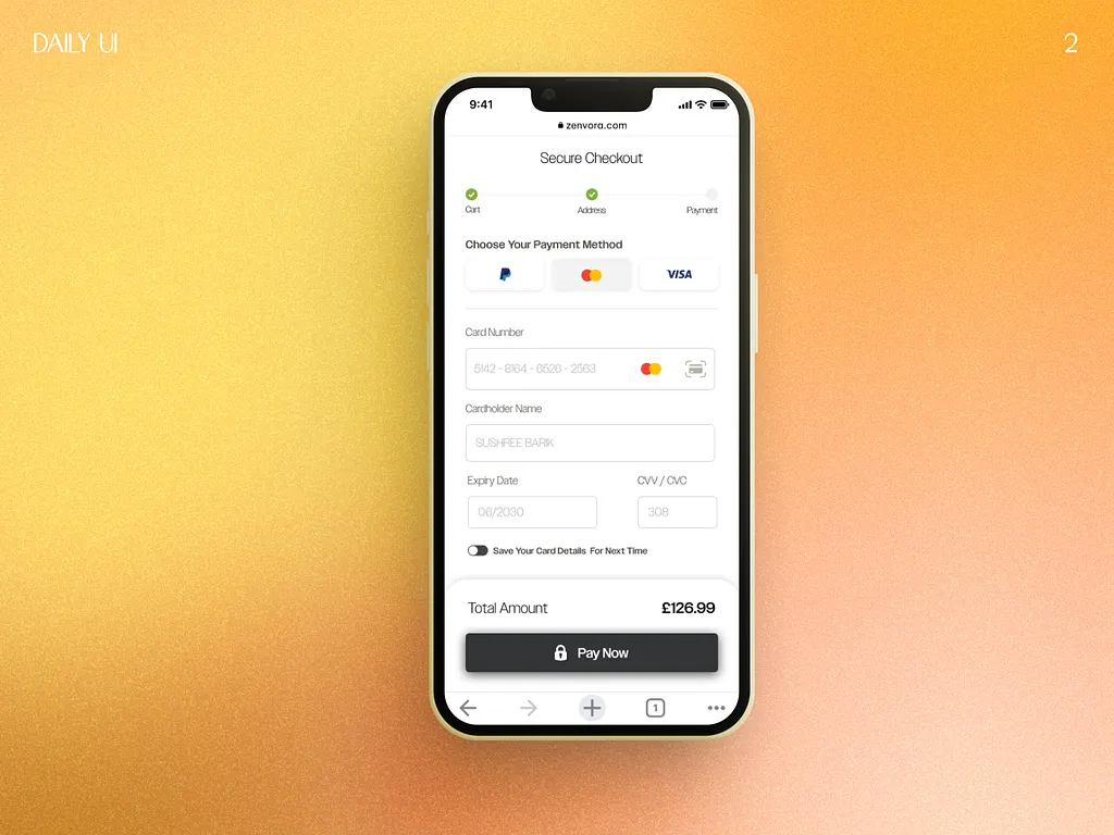Checkout Mobile UI Design