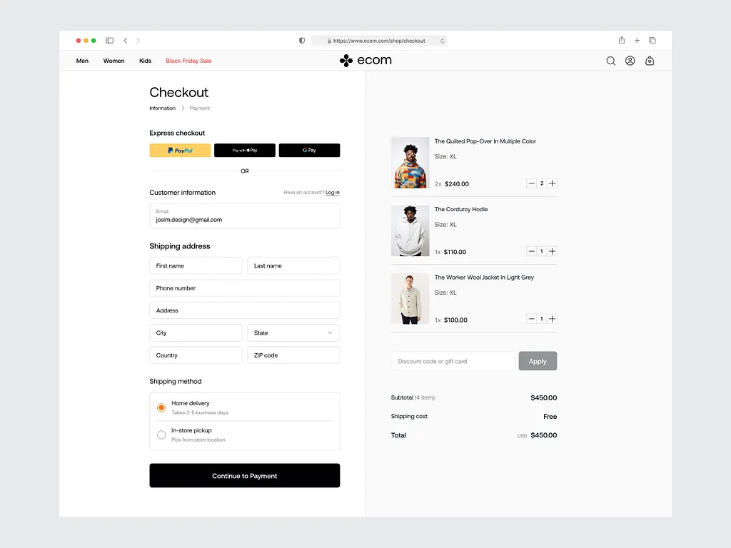 What Is the Difference Between UI and UX Design? (Full Guide) 2 Ecommerce checkout page