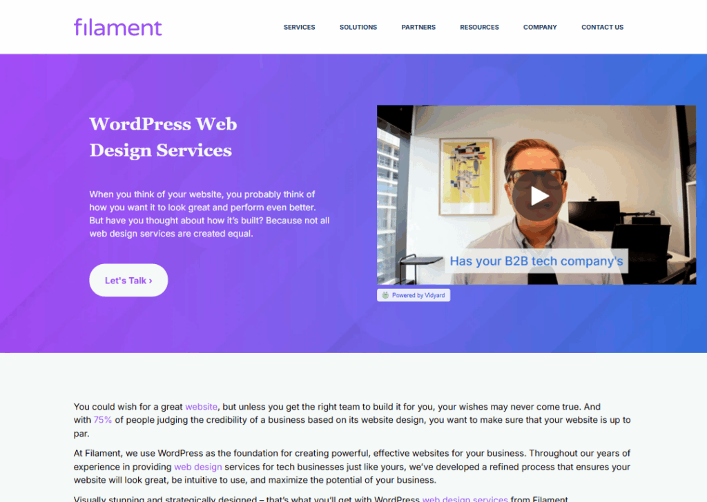Top 9 Best WordPress Website Design Companies 5 Filament - Homepage