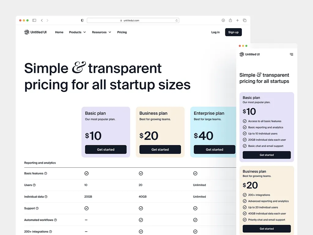 How Much Does it Cost to Hire a Website Designer? (for Agencies) 1 Pricing table — Untitled UI