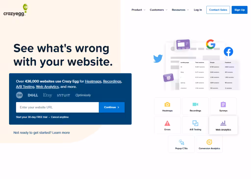 15 best UX design tools (category breakdown) 14 Crazy Egg - Homepage