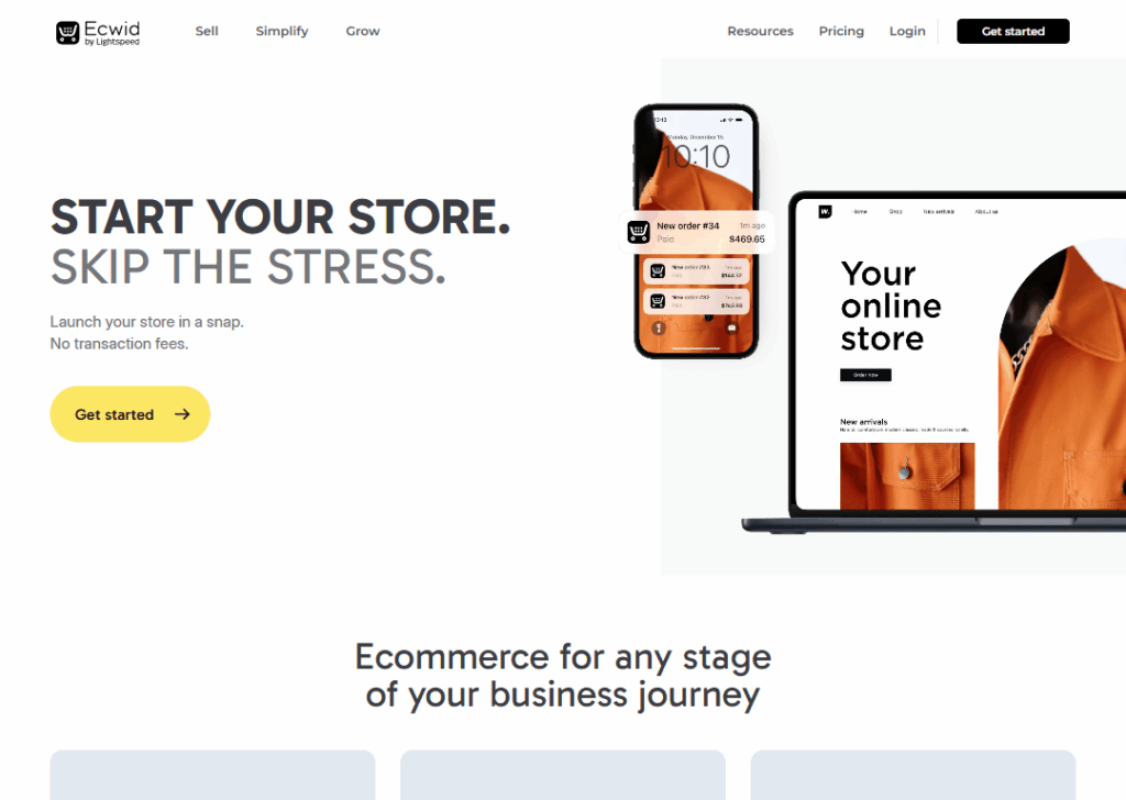 Best Website for Ecommerce Small Business: Agency Picks 6 ecwid-homepage