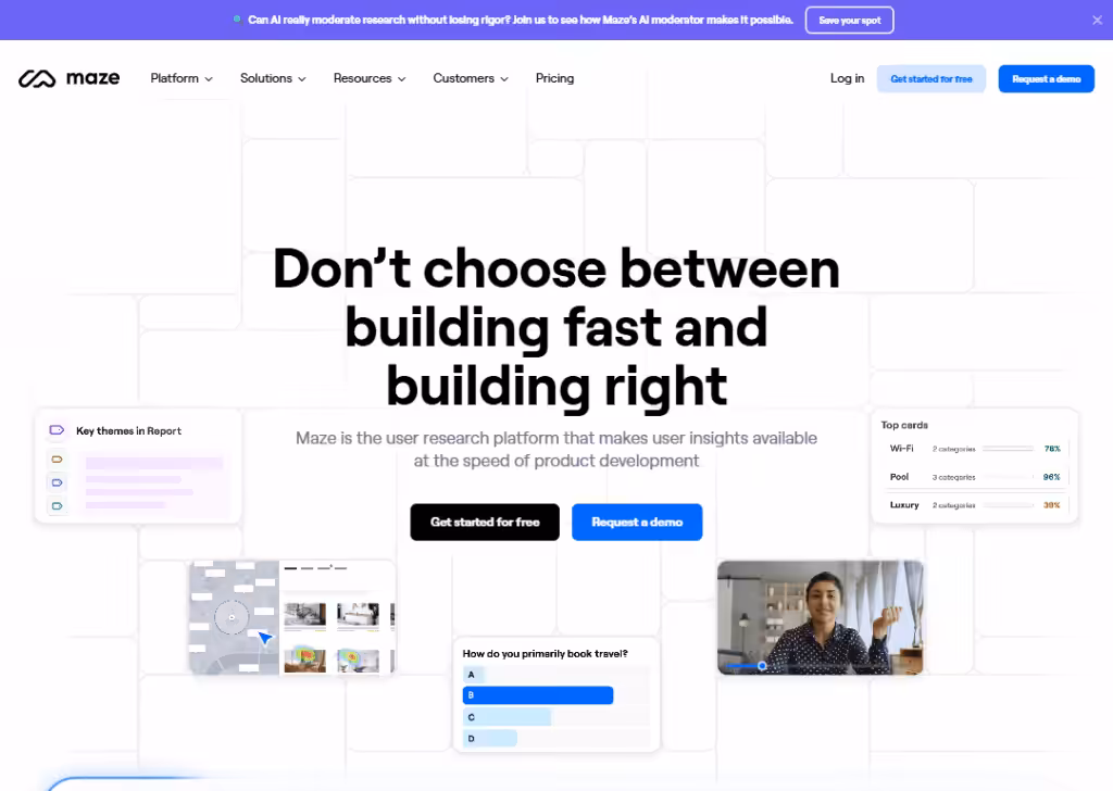 15 best UX design tools (category breakdown) 7 Maze - Homepage
