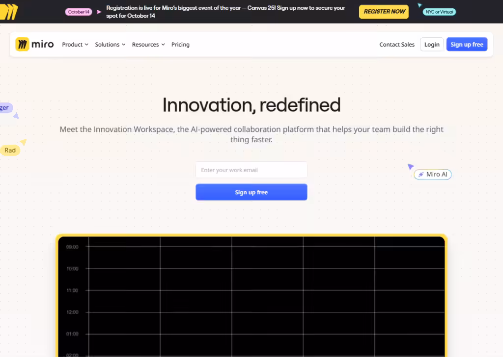 15 best UX design tools (category breakdown) 9 Miro - Homepage