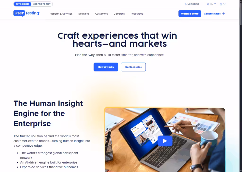 15 best UX design tools (category breakdown) 6 User Testing - Homepage