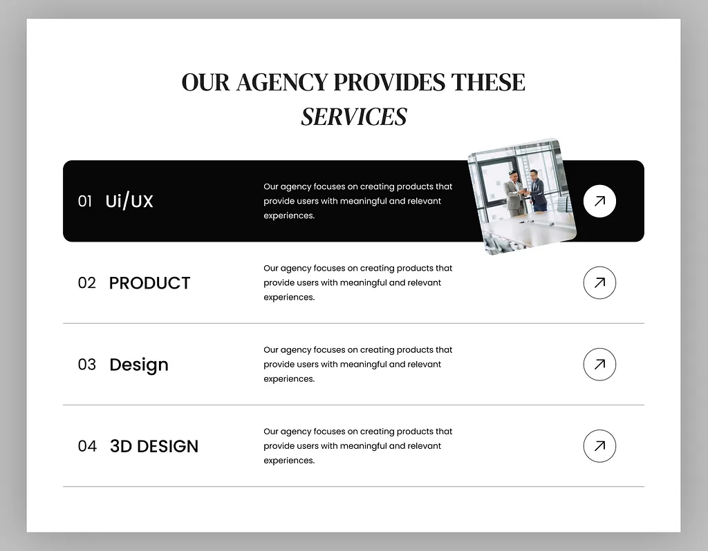 Agency Landing Page (Services Section)
