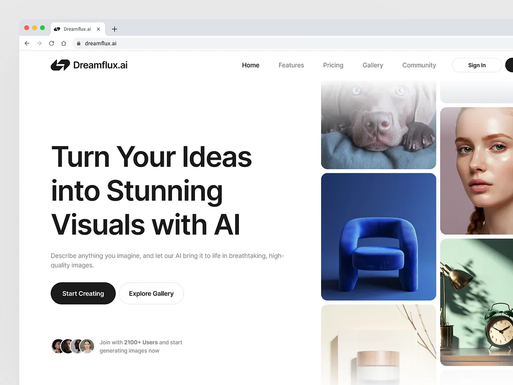 Hero Section Design for AI Generated Image