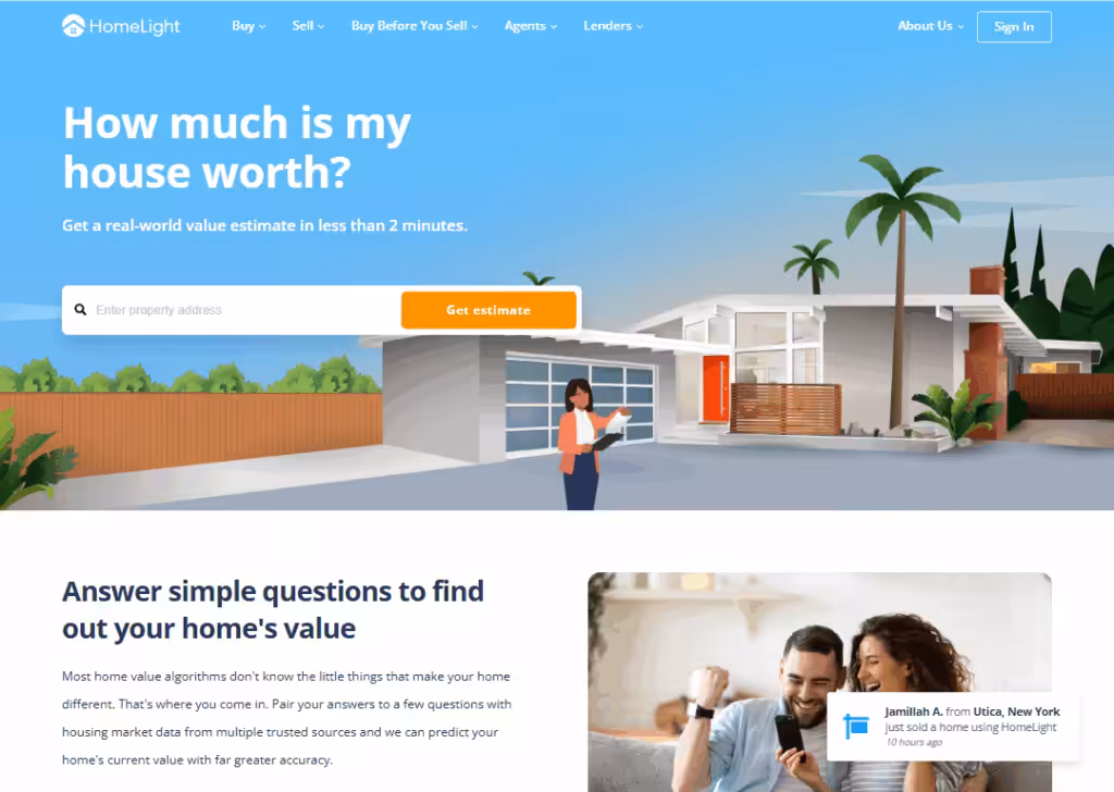 HomeLight – Home value estimator landing page