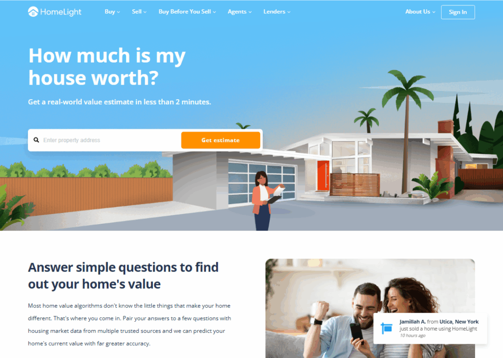 HomeLight – Home value estimator landing page