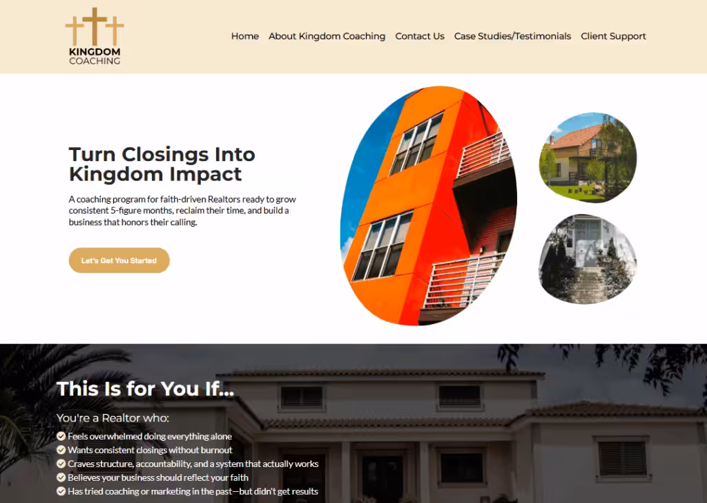 Kingdom Coaching – Coaching/training landing page