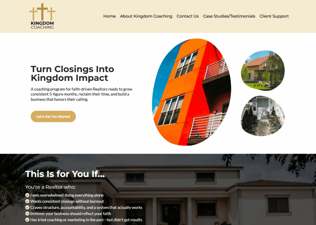 Kingdom Coaching – Coaching/training landing page
