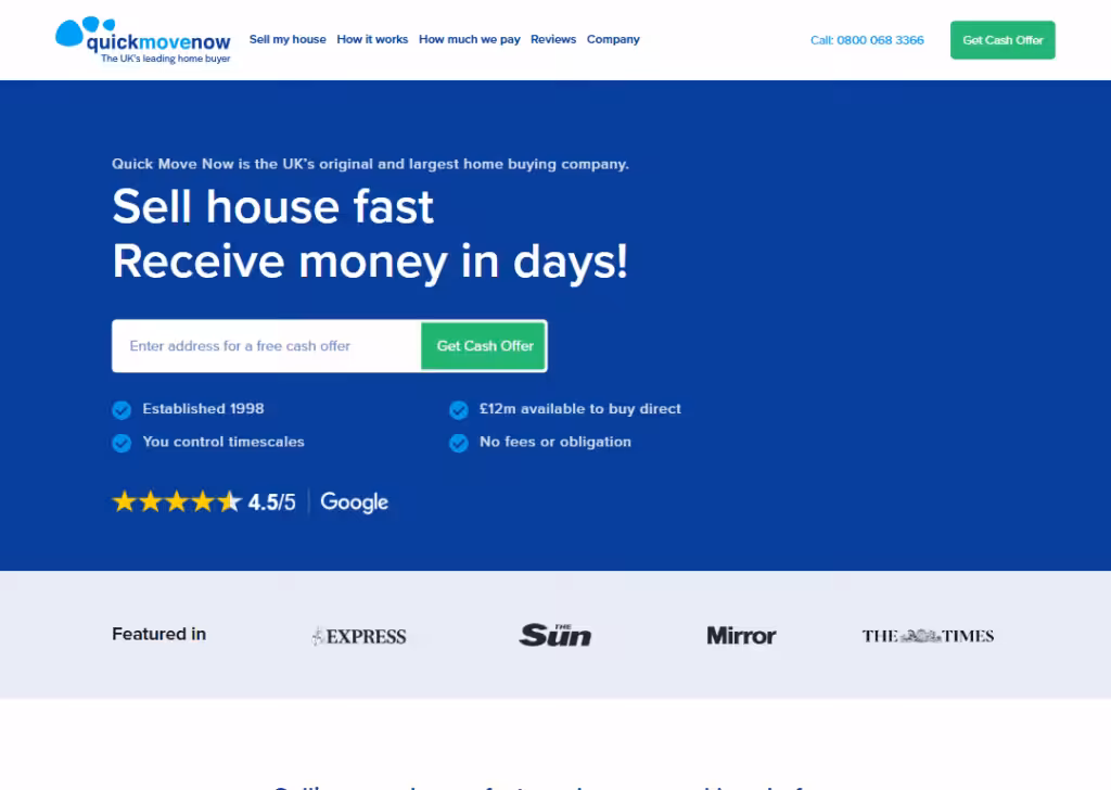 Quick Move Now – Fast sale landing page