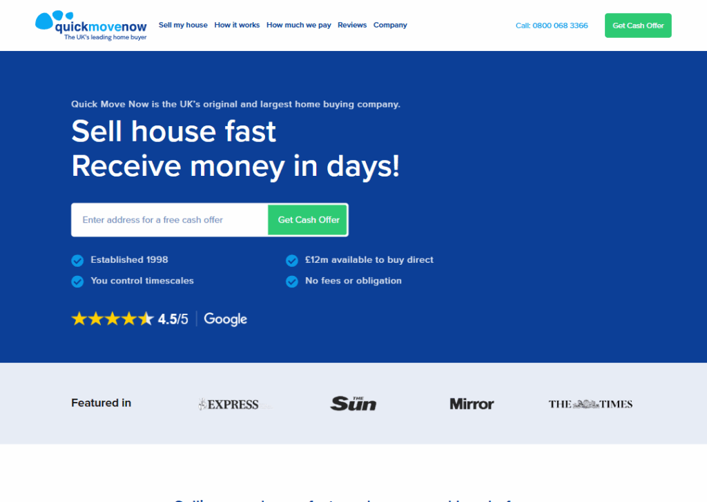 Quick Move Now – Fast sale landing page