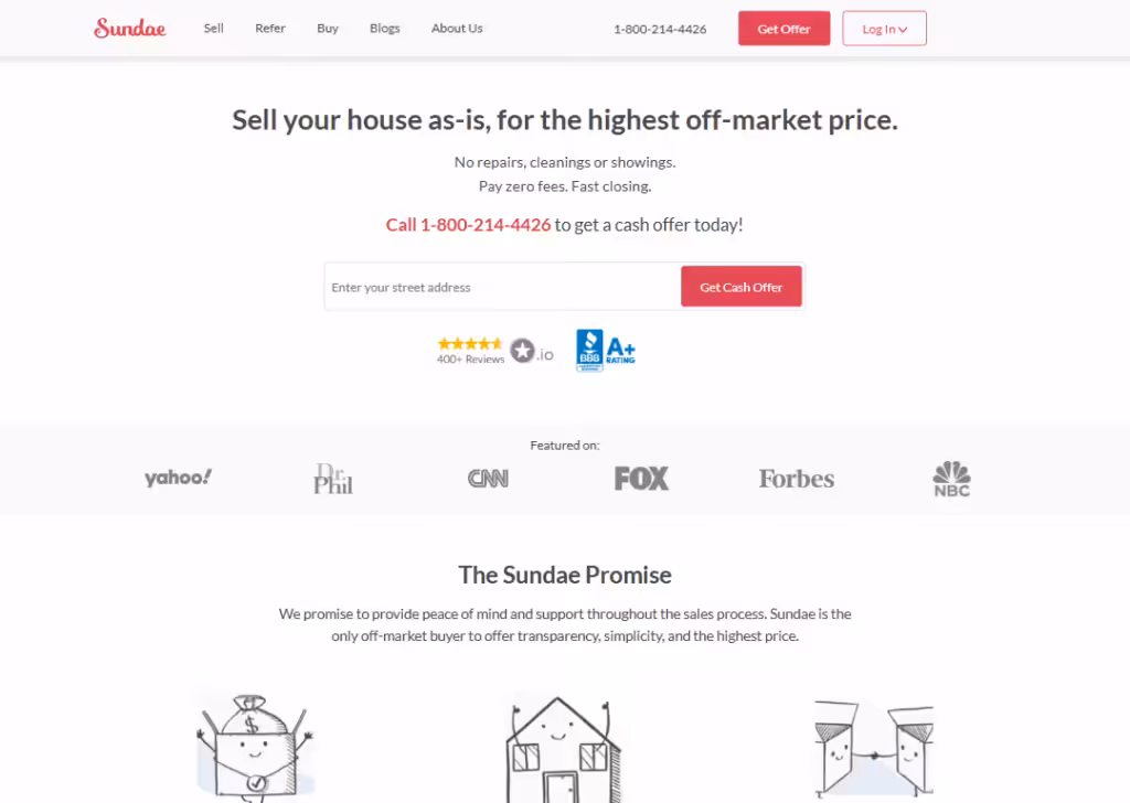 Sundae – Sell-as-is landing page
