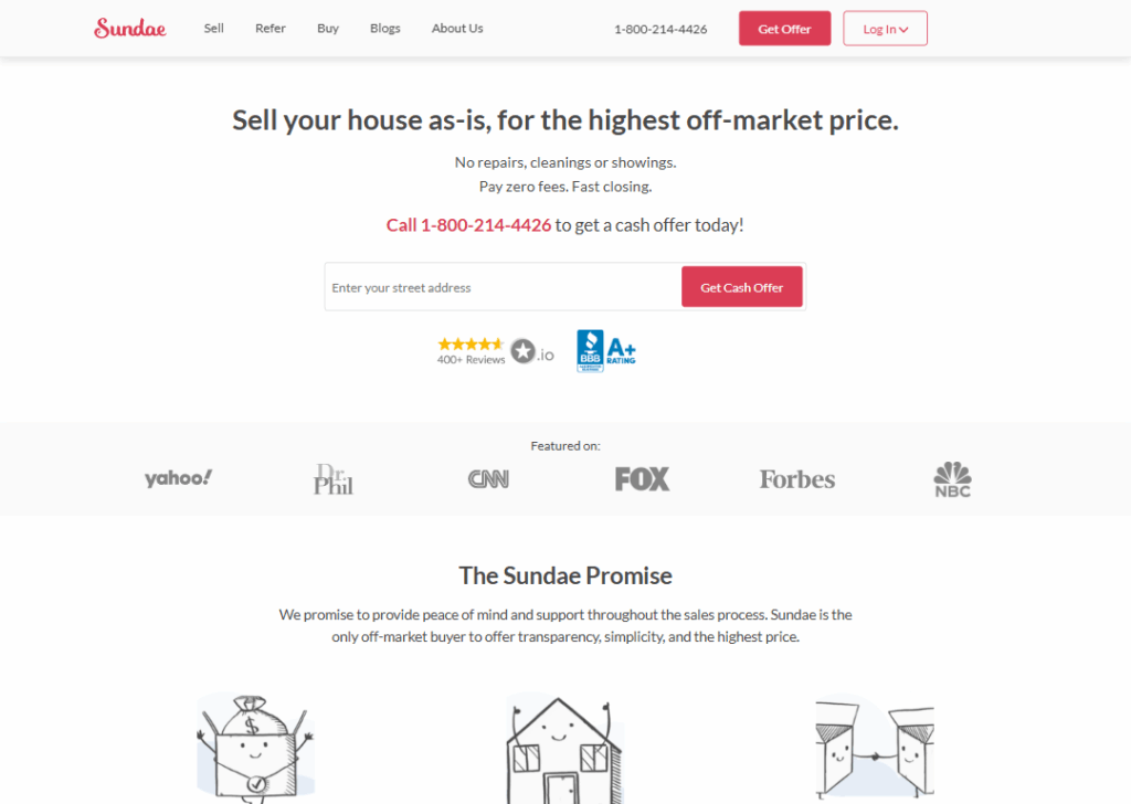 Sundae – Sell-as-is landing page