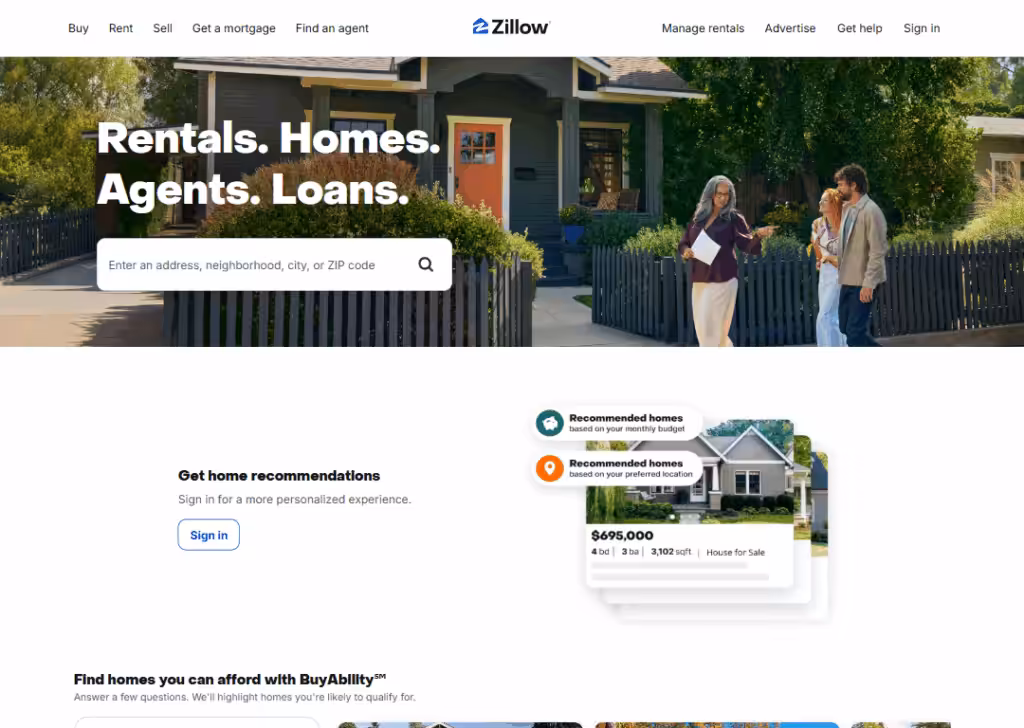 Zillow – Agent/property landing page