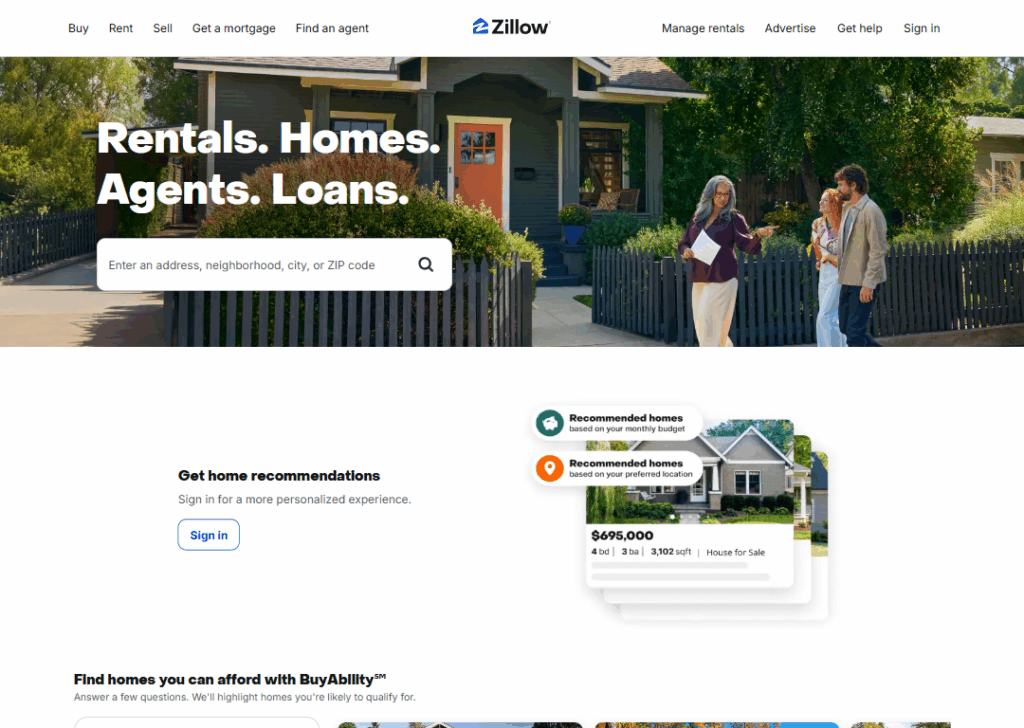 Zillow – Agent/property landing page