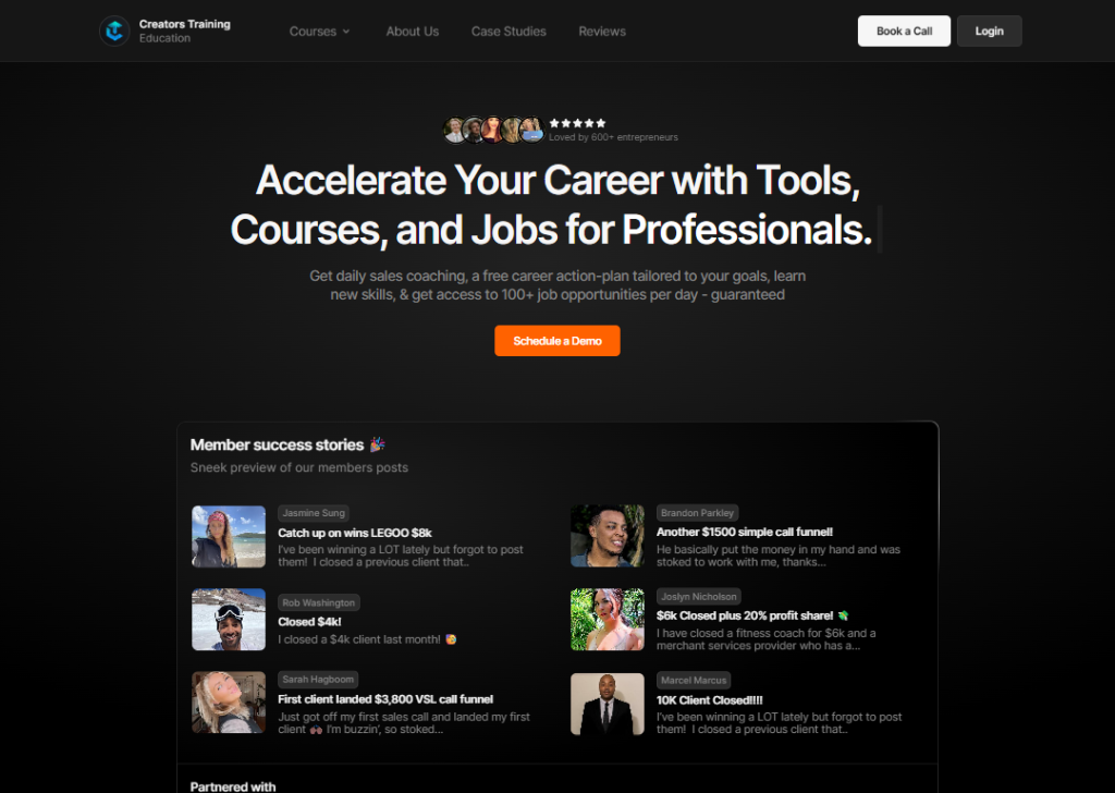 17 Online Course Landing Page Examples to Boost Sign-Ups 6 creators-training-landing-page