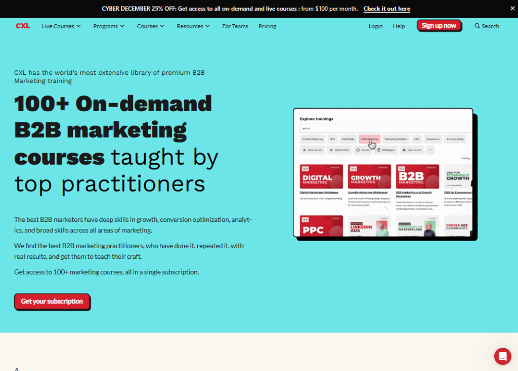 17 Online Course Landing Page Examples to Boost Sign-Ups 8 cxl-institute-landing-page