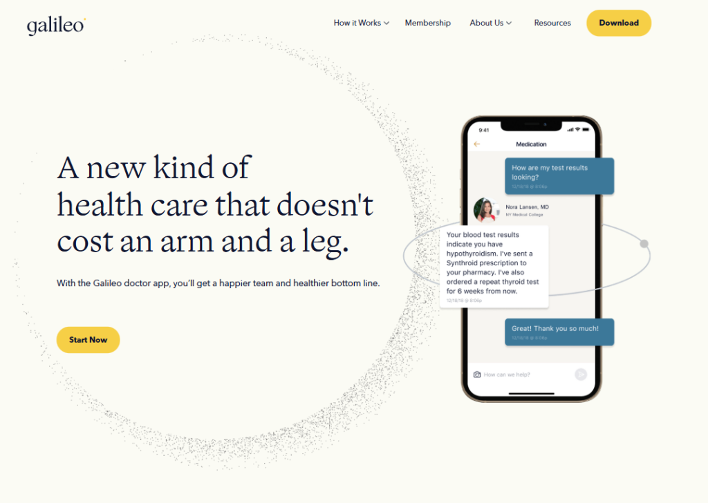 17 Mobile App Landing Page Examples for High App Installs 5 galileo-health-landing-page