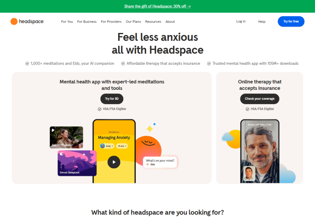 17 Mobile App Landing Page Examples for High App Installs 14 headspace-landing-page