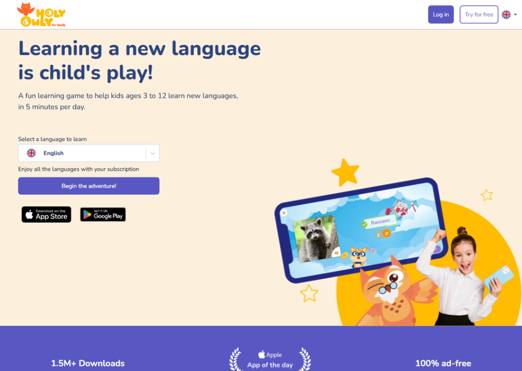 17 Mobile App Landing Page Examples for High App Installs 8 holy-owly-landing-page