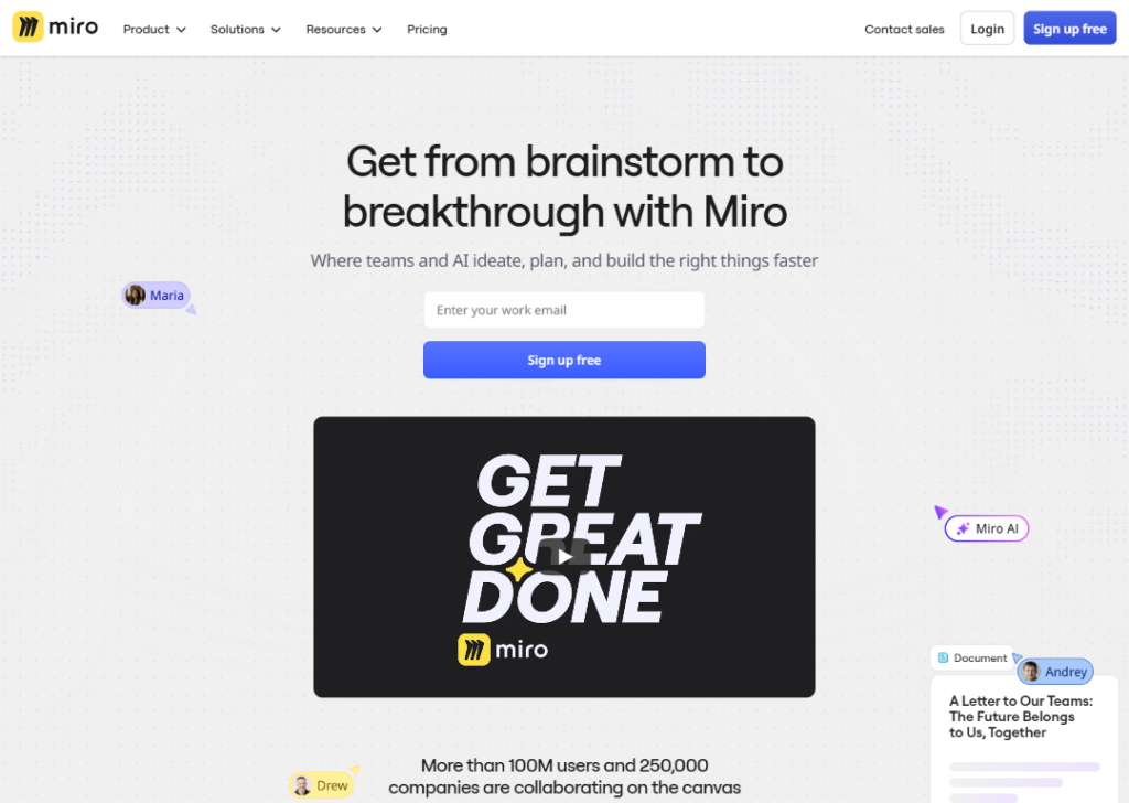 15 Best B2B Landing Page Examples to Boost Conversions 13 miro-landing-page