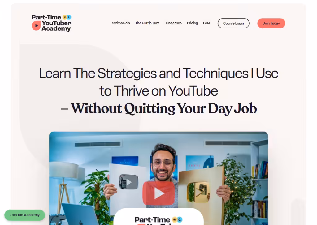 part-time-youtuber-academy-landing-page