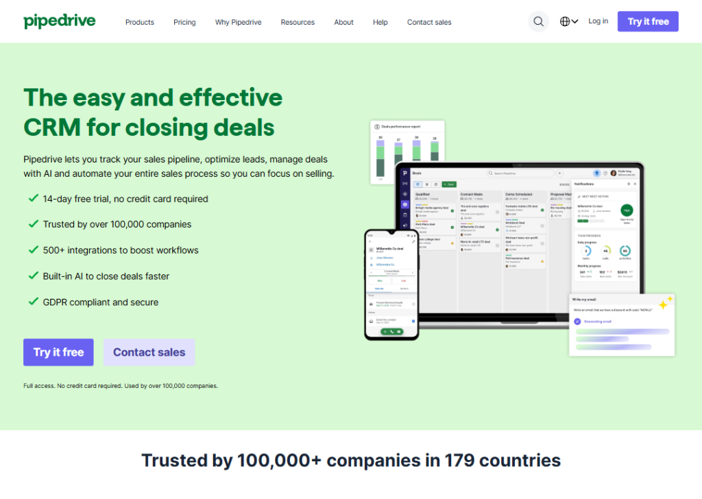 15 Best B2B Landing Page Examples to Boost Conversions 1 pipedrive-landing-page