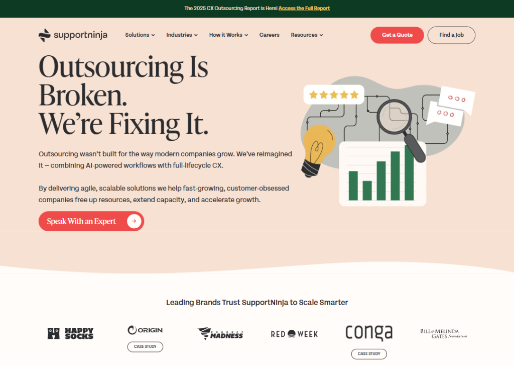 15 Best B2B Landing Page Examples to Boost Conversions 10 support-ninja-landing-page