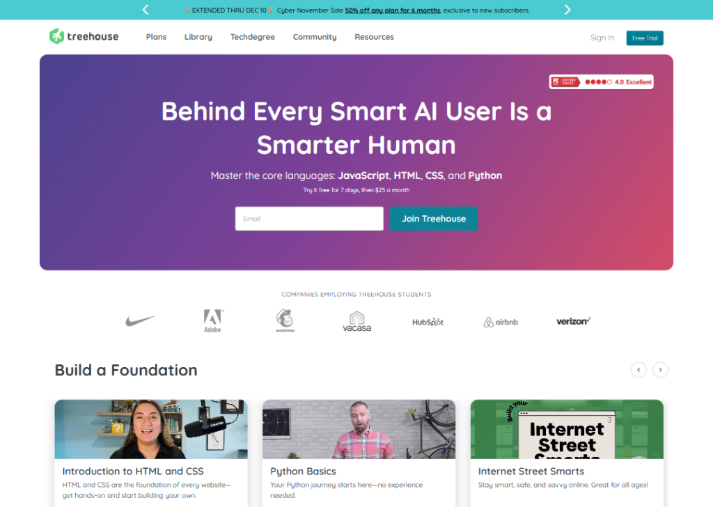 17 Online Course Landing Page Examples to Boost Sign-Ups 9 team-tree-house-landing-page